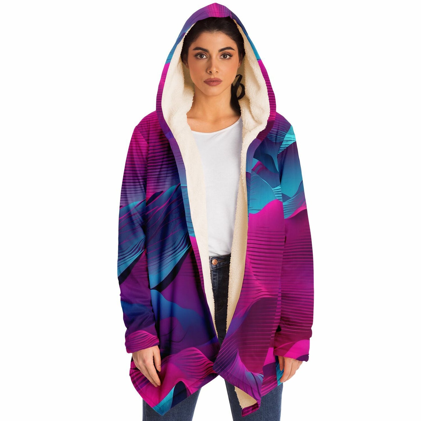 Electric Pink Hooded Cloak - Fleece Cloak Ideal for Raves and Festivals