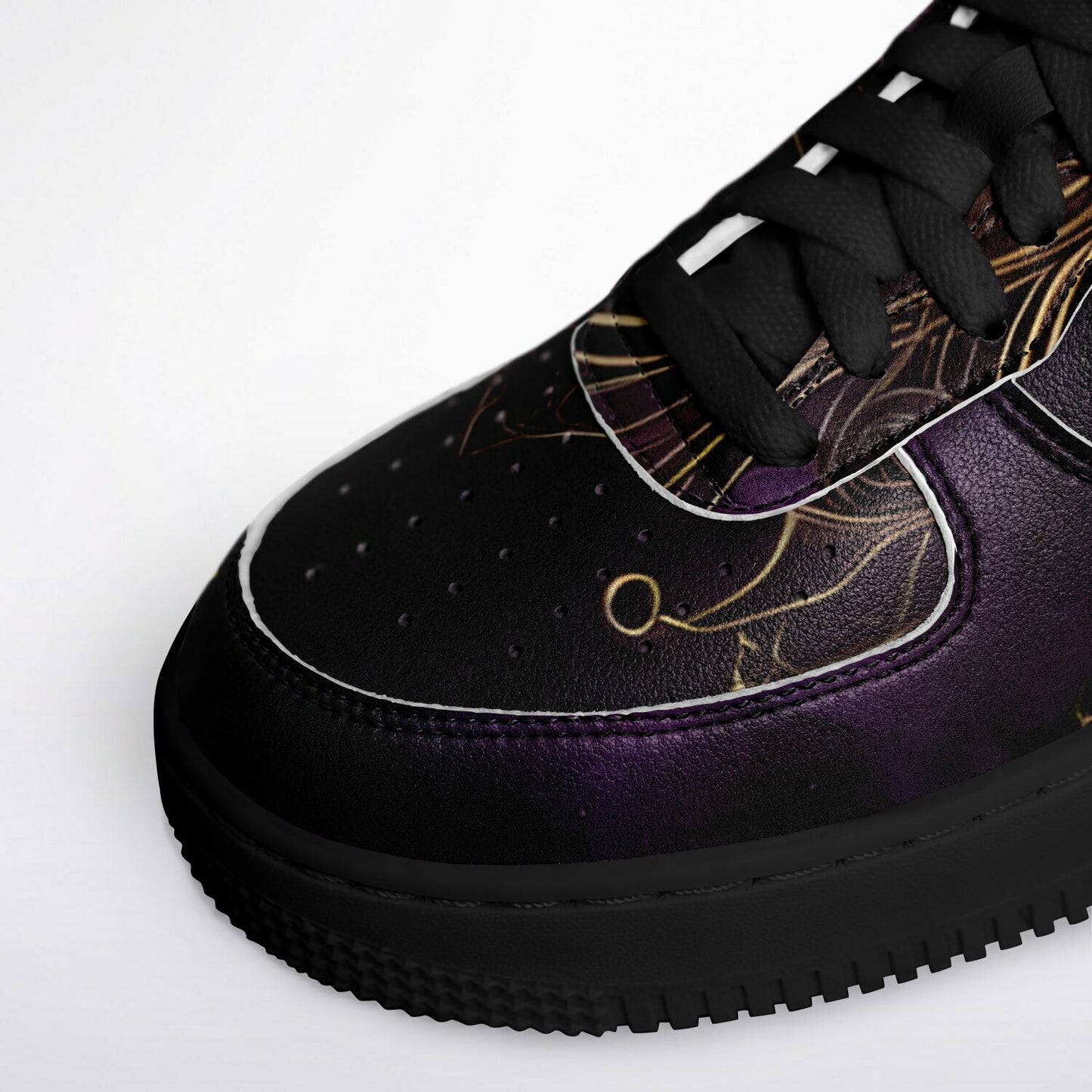 Celestial Purple Boho Rave Shoes - Durable Festival Trainers with Purple and Gold Accents