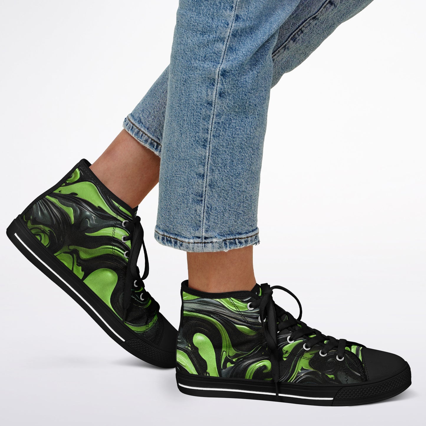 Green Swirls High Tops - Rave Shoes with A Bold Style and All-Day Comfort