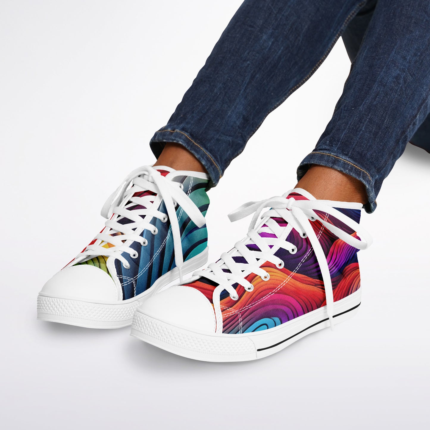 Neon Rainbow High Tops - Rave Shoes with A Bold Style and All-Day Comfort