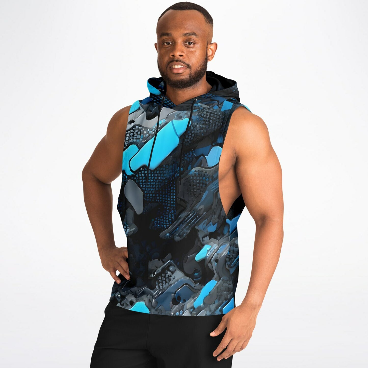 Blue Camo Drop Armhole Hoodie