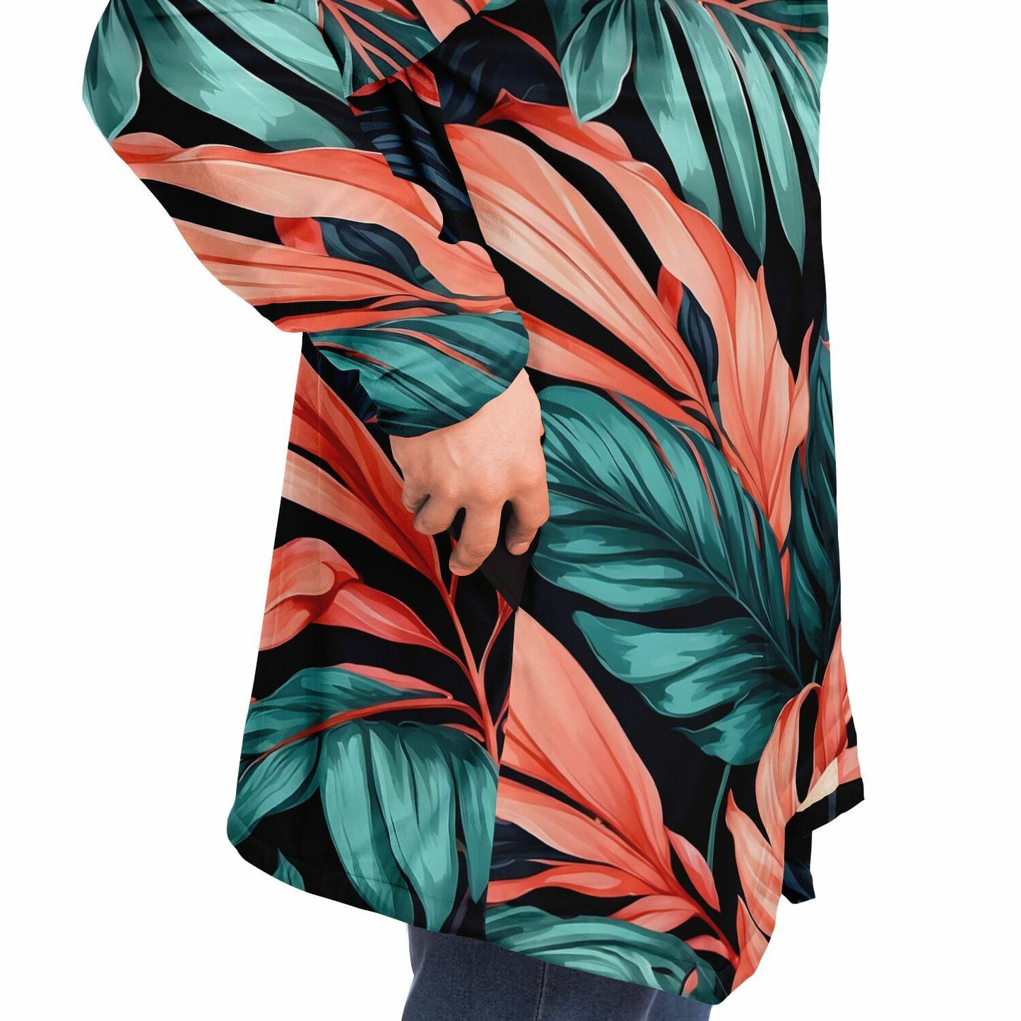 Festival Style Hooded Cloak - Fleece Cloak with Bold Floral Patterns