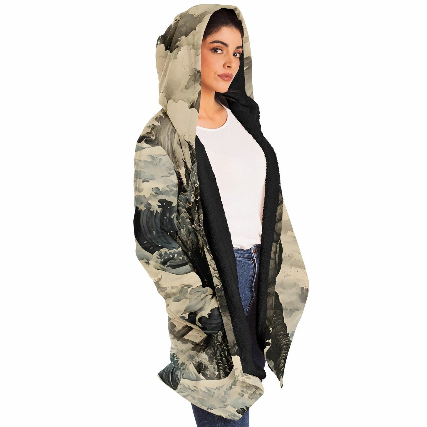 Godzilla Hooded Cloak - Sherpa Fleece with Fantasy Monster design