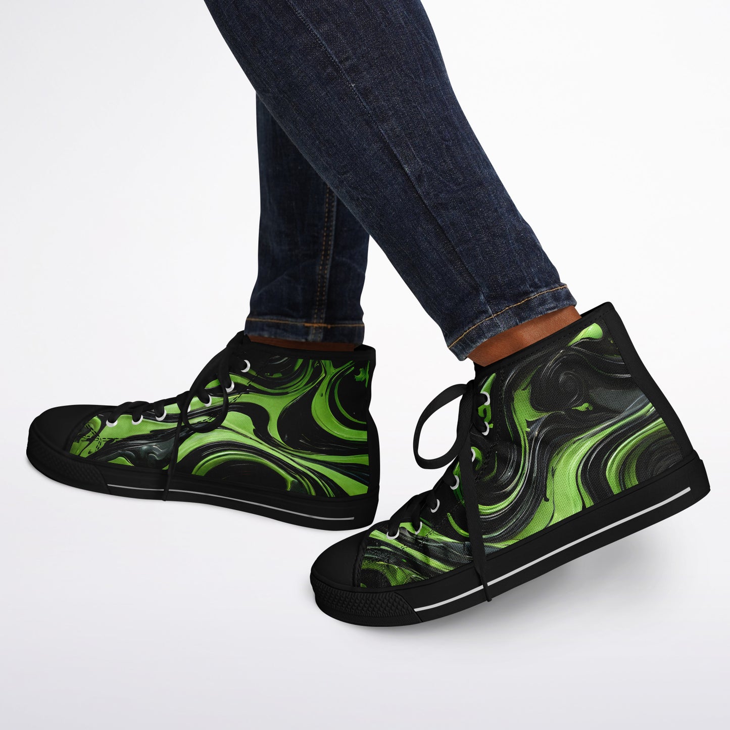 Green Swirls High Tops - Rave Shoes with A Bold Style and All-Day Comfort