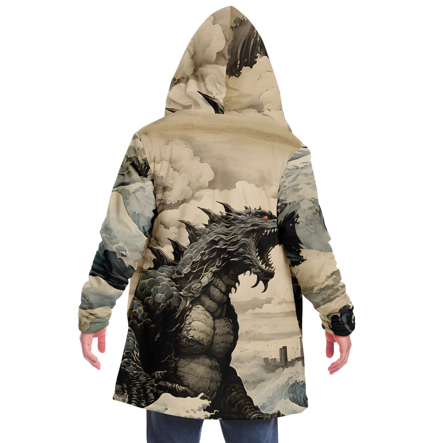 Godzilla Hooded Cloak - Sherpa Fleece with Fantasy Monster design