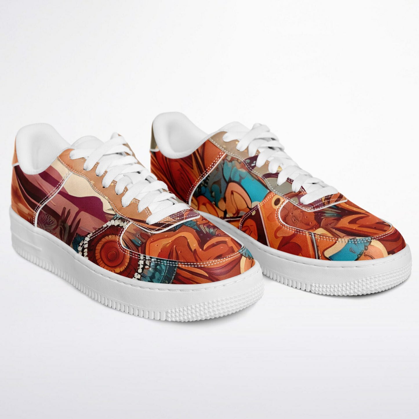 Boho Sunflower Festival Trainers - Rave Shoes with Bright Abstract Pattern