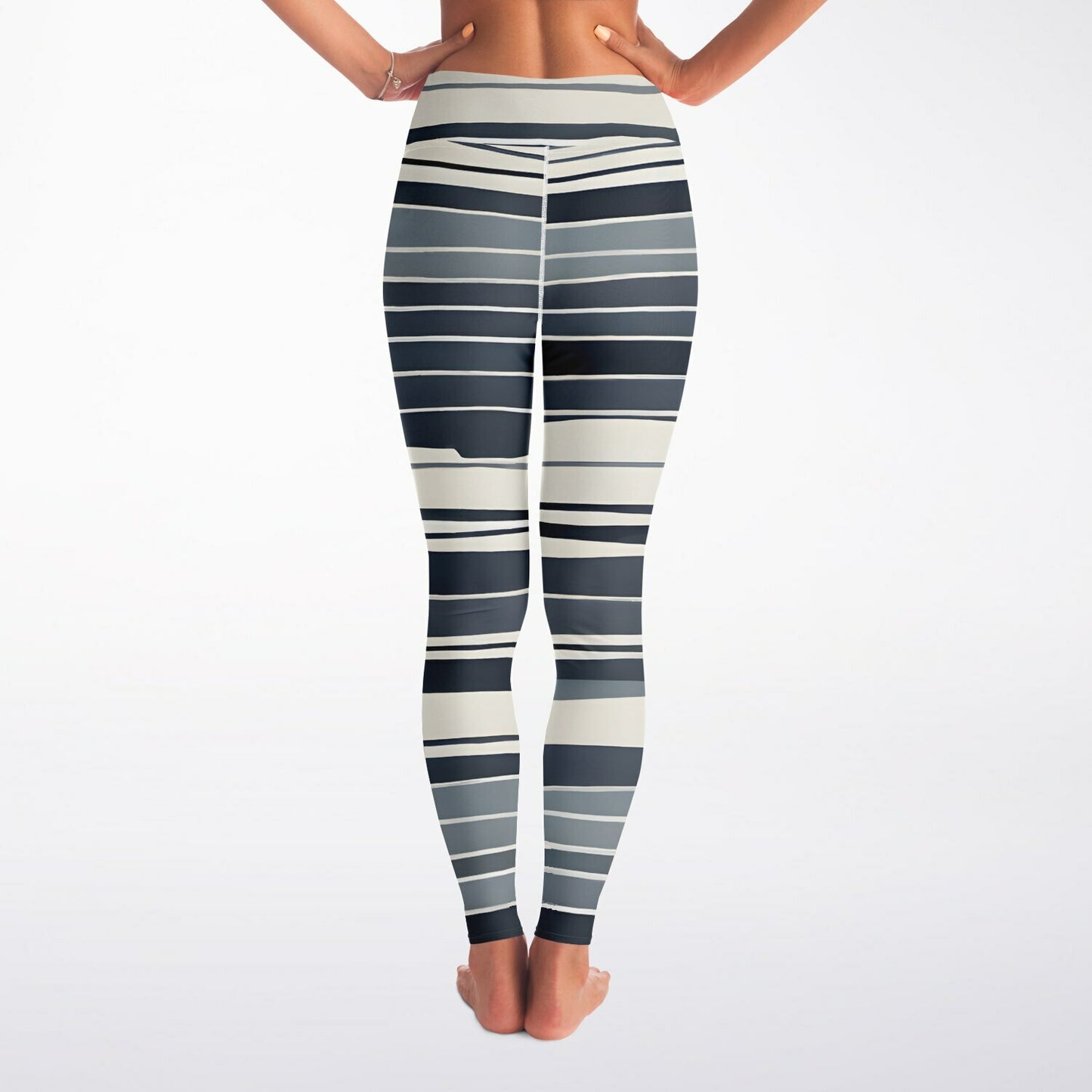 White & Blue Lines Yoga Leggings