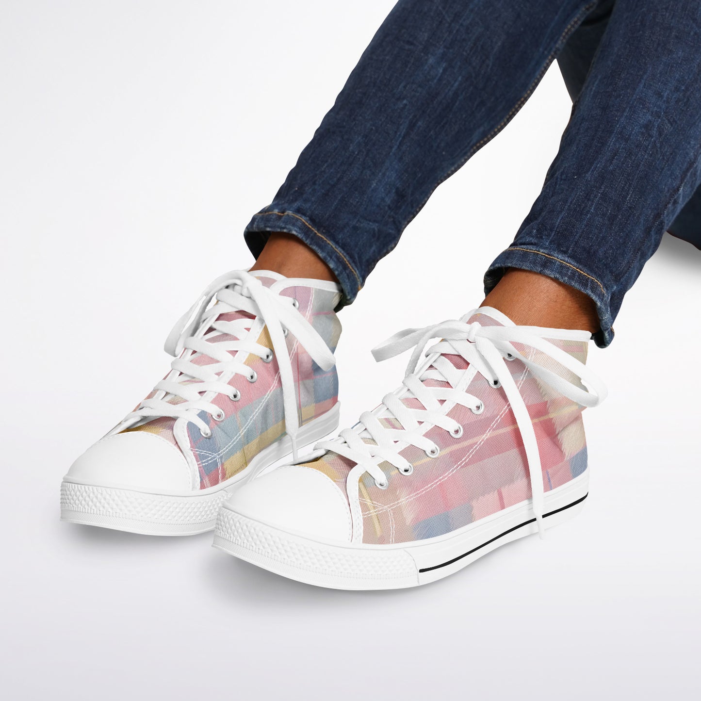 Pastel Tartan High Tops - Festival Sneakers