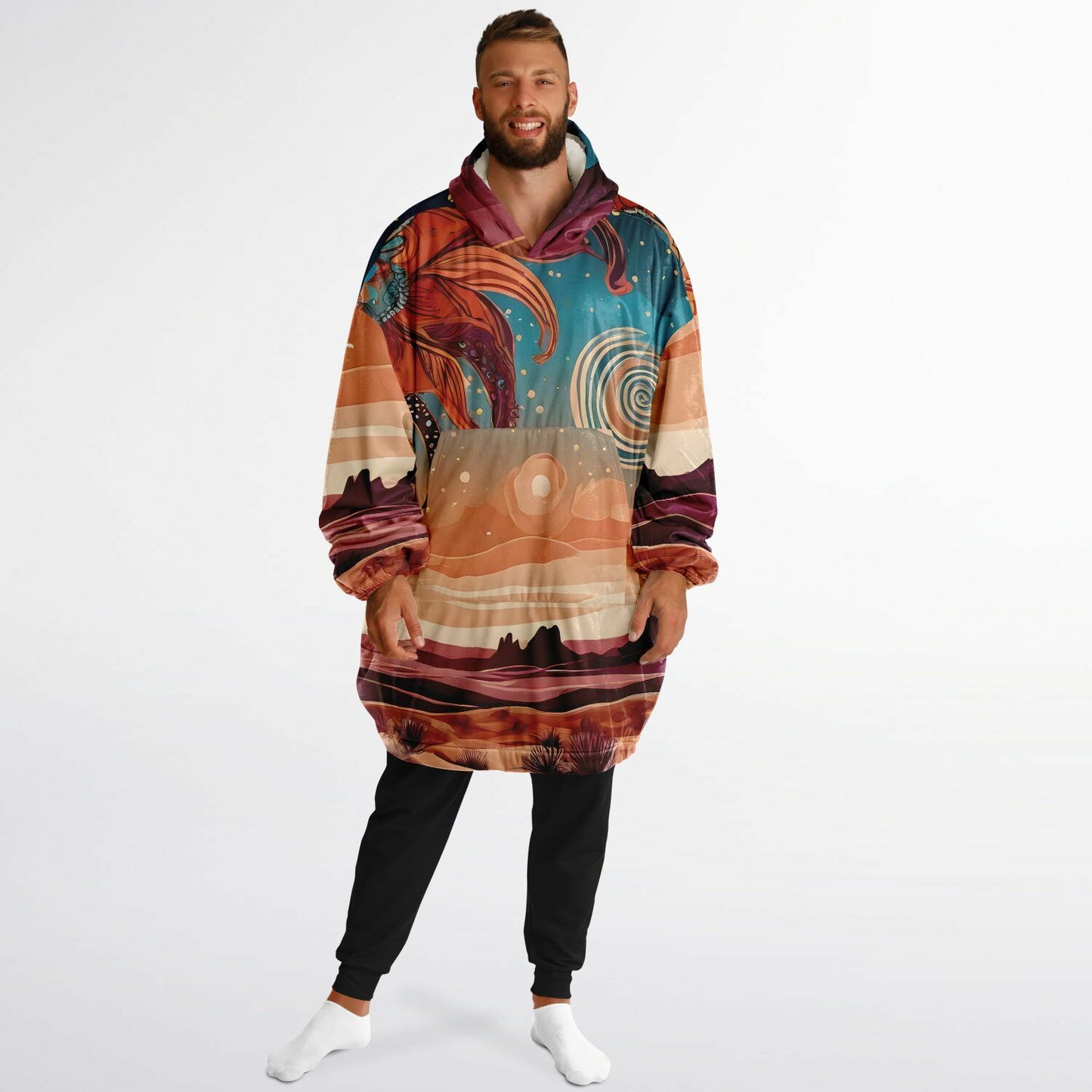 Boho Desert Snug Hoodie - Festival Fleece Wearable Blanket - Essentials Hoodie