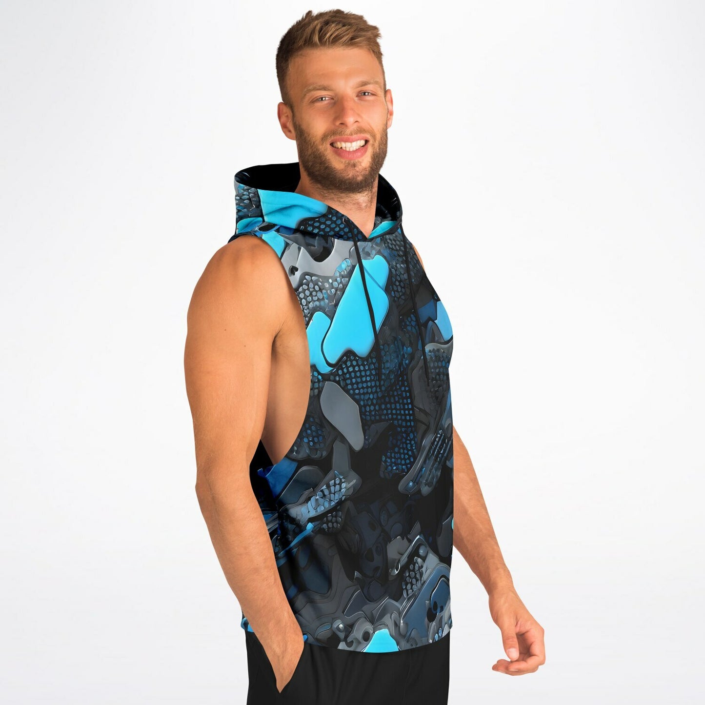 Blue Camo Drop Armhole Hoodie