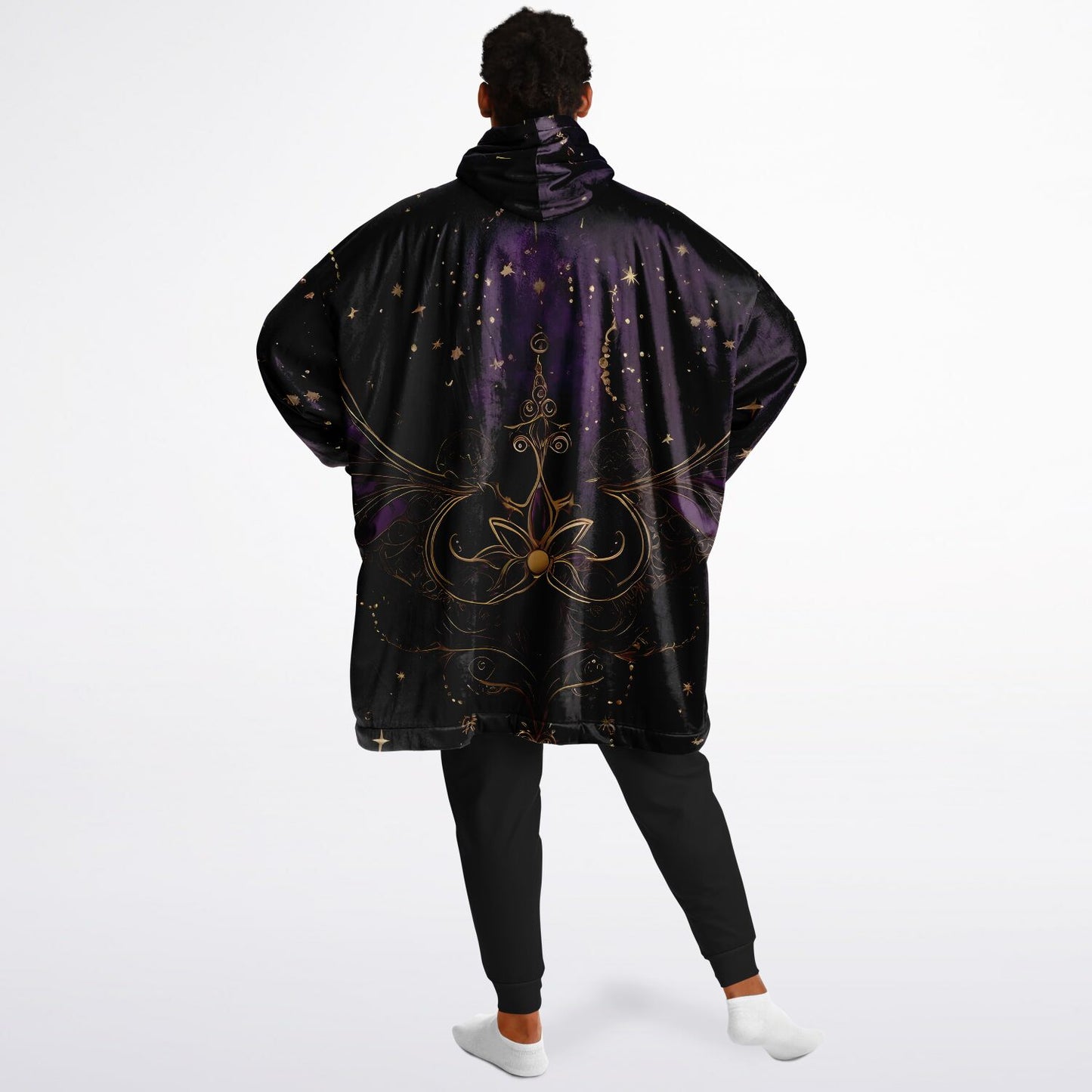 Celestial Purple Snug Hoodie - Festival Fleece Wearable Hoodie - Essentials Hoodie