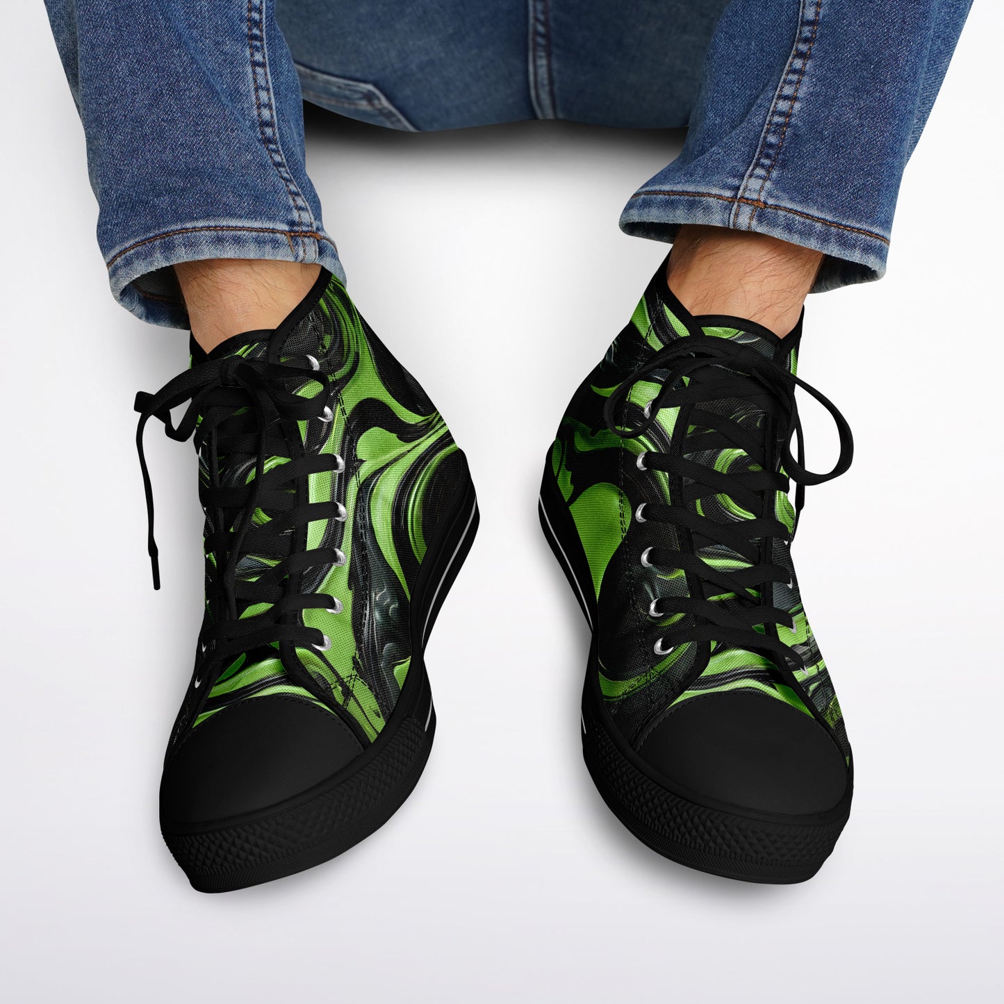 Green Swirls High Tops - Rave Shoes with A Bold Style and All-Day Comfort