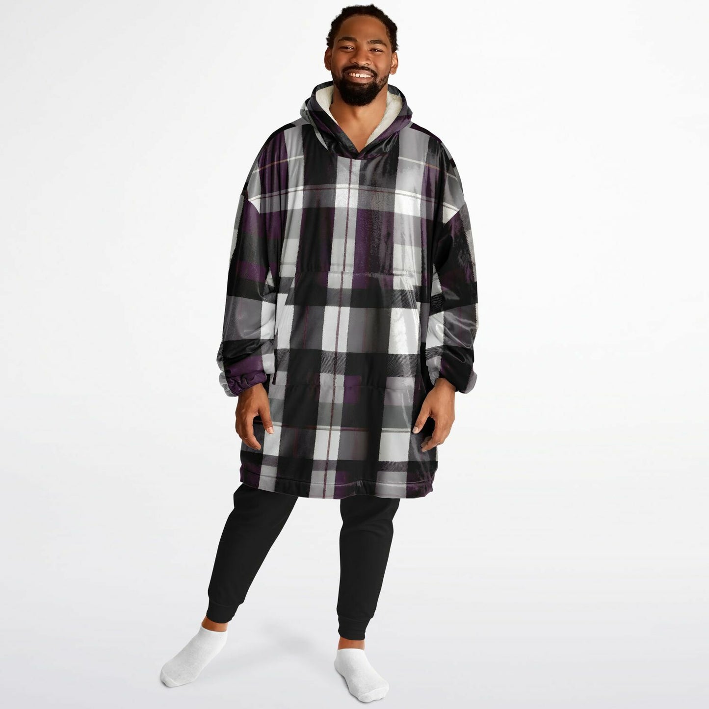 Purple Tartan Snug Hoodie - Fleece Hoodie - Essential Hoodie