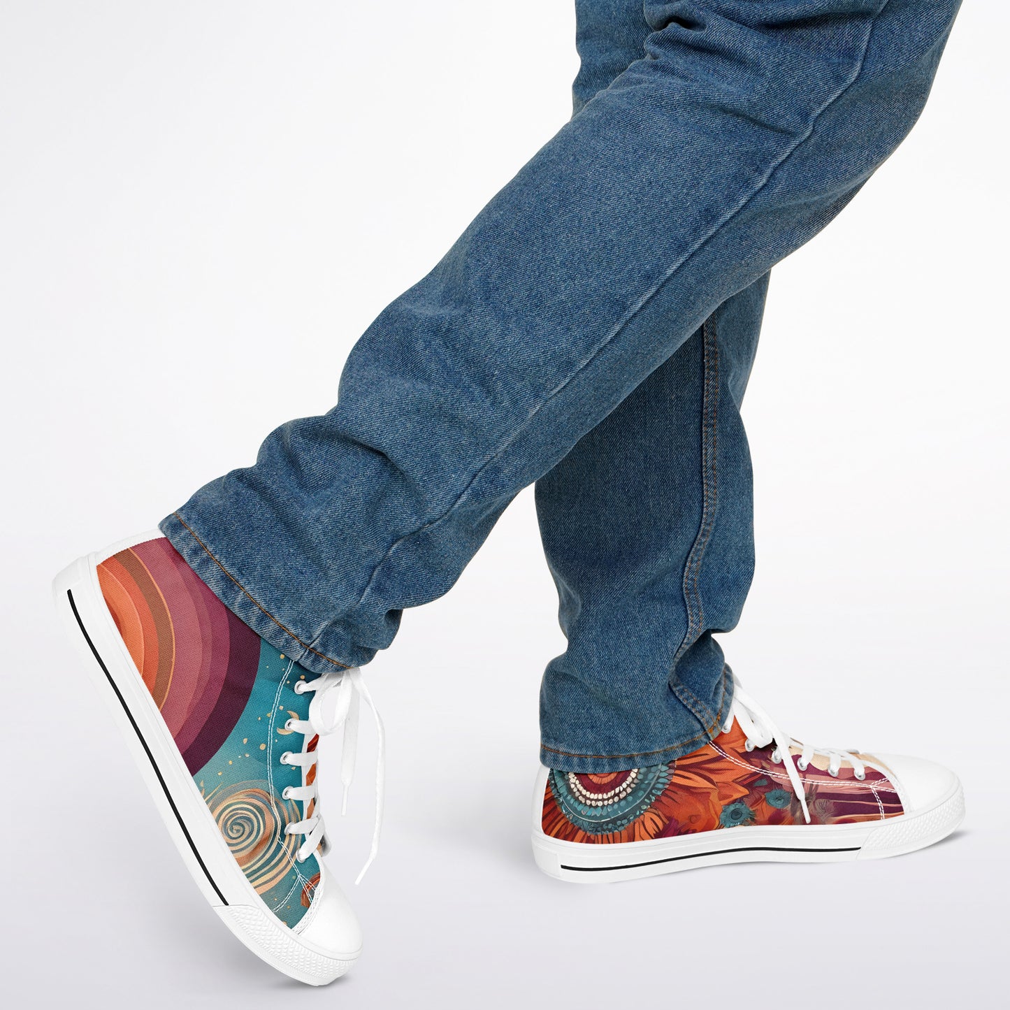 Boho Desert High Tops - Rave Shoes with Festival Desert Print and Bright Colours