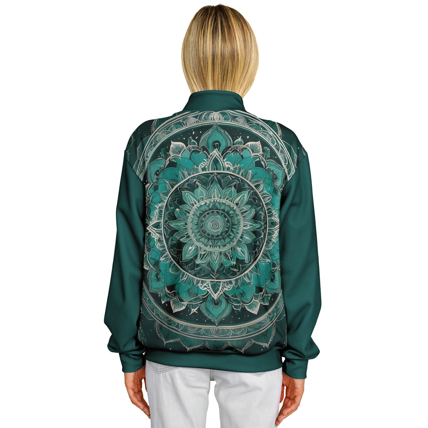 Green Mandala Baseball Jacket - Custom Bomber Jacket with Artistic Print