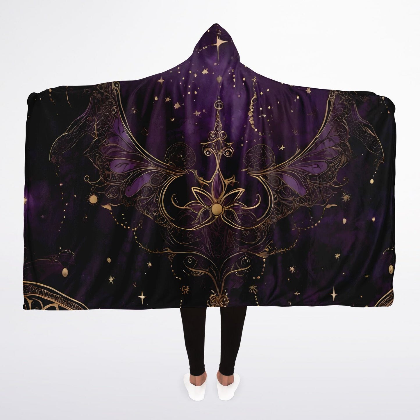 Purple Gothic Hooded Blanket - Fleece Blanket with Gothic Moonlight Festival Aesthetic