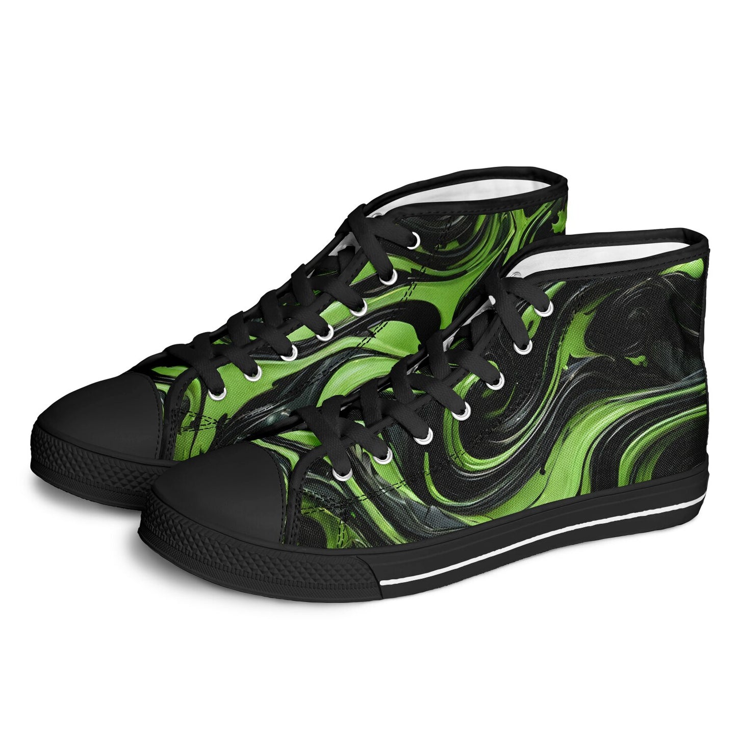 Green Swirls High Tops - Rave Shoes with A Bold Style and All-Day Comfort