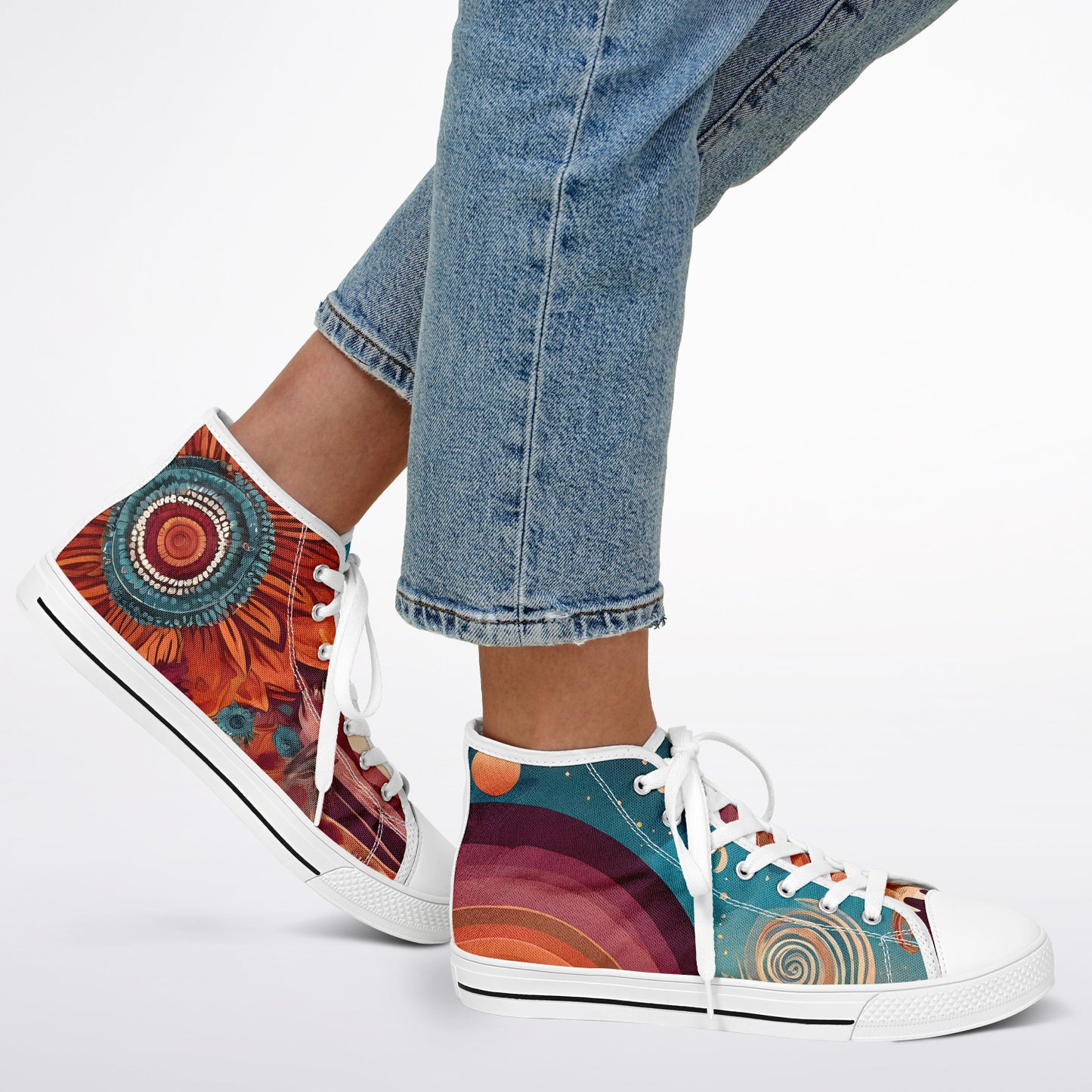 Boho Desert High Tops - Rave Shoes with Festival Desert Print and Bright Colours