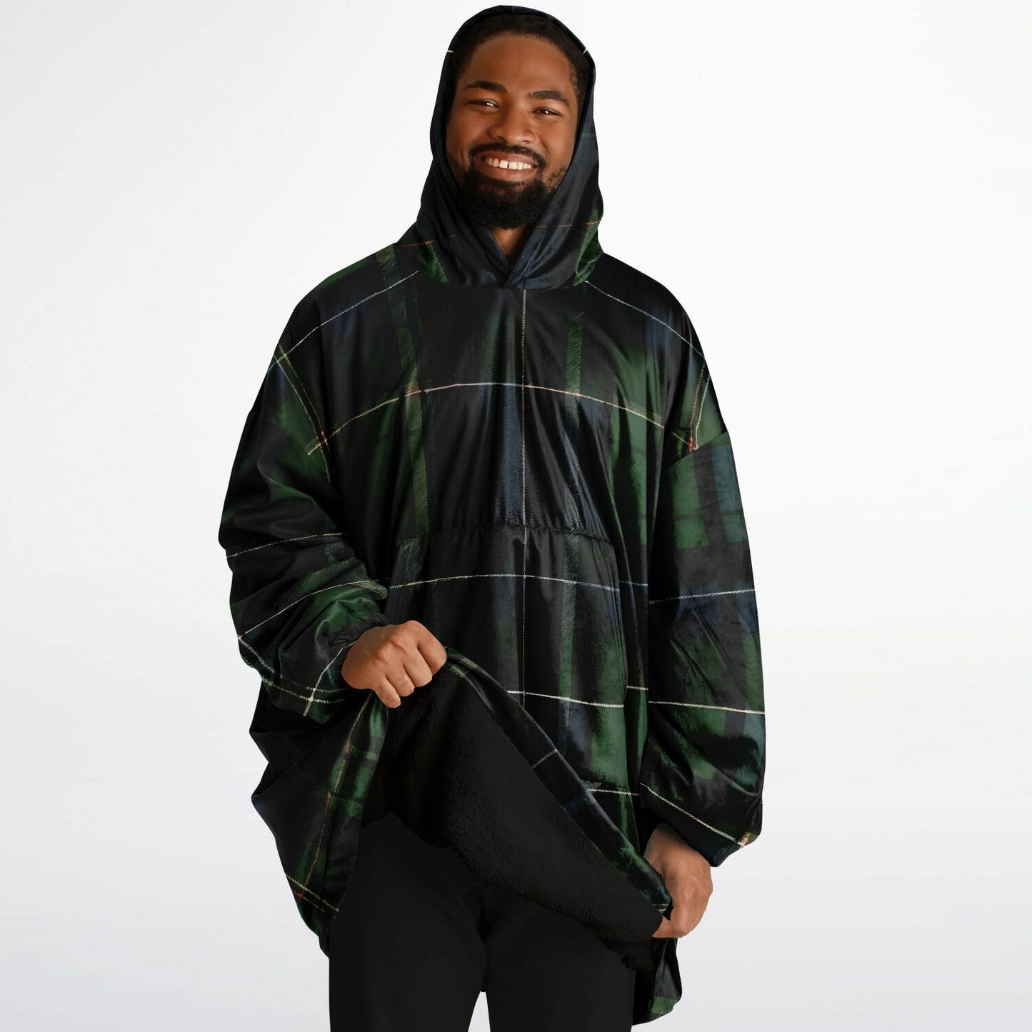 Green Tartan Snug Hoodie - Fleece Hoodie - Essential Hoodie