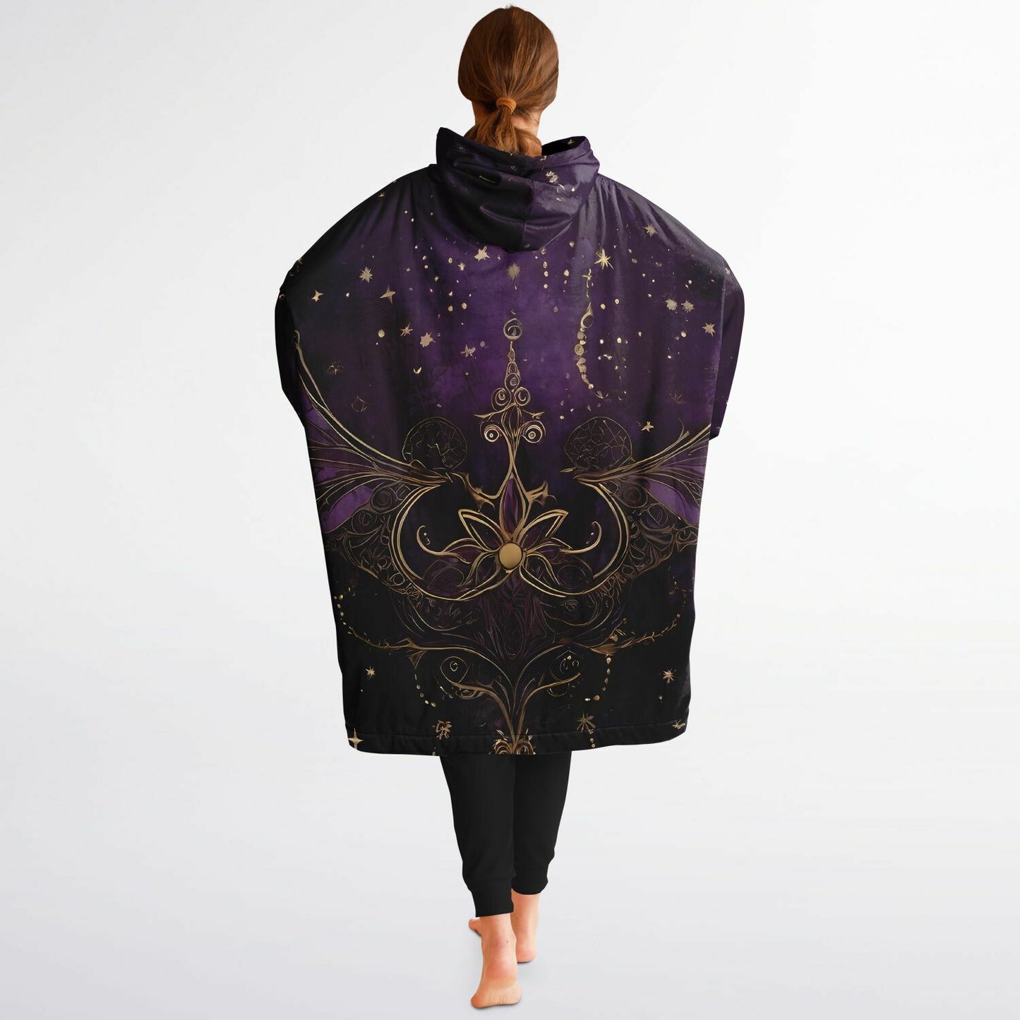 Celestial Purple Snug Hoodie - Festival Fleece Wearable Hoodie - Essentials Hoodie