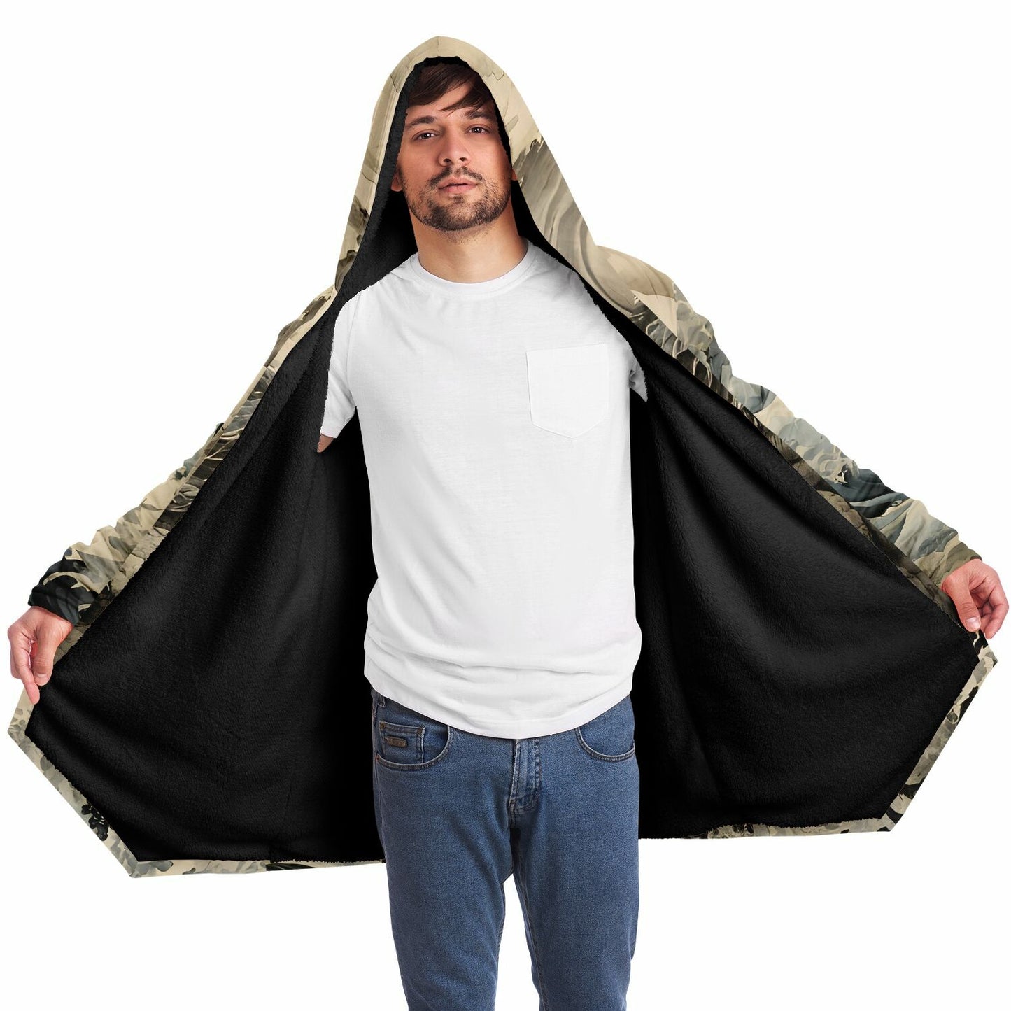 Godzilla Hooded Cloak - Sherpa Fleece with Fantasy Monster design