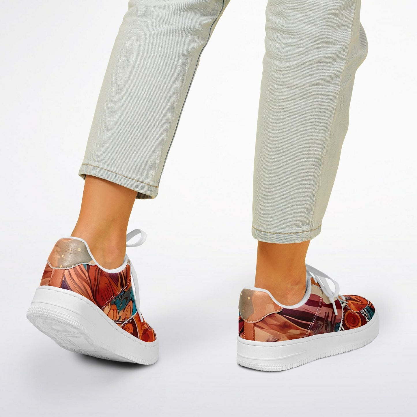 Boho Sunflower Festival Trainers - Rave Shoes with Bright Abstract Pattern