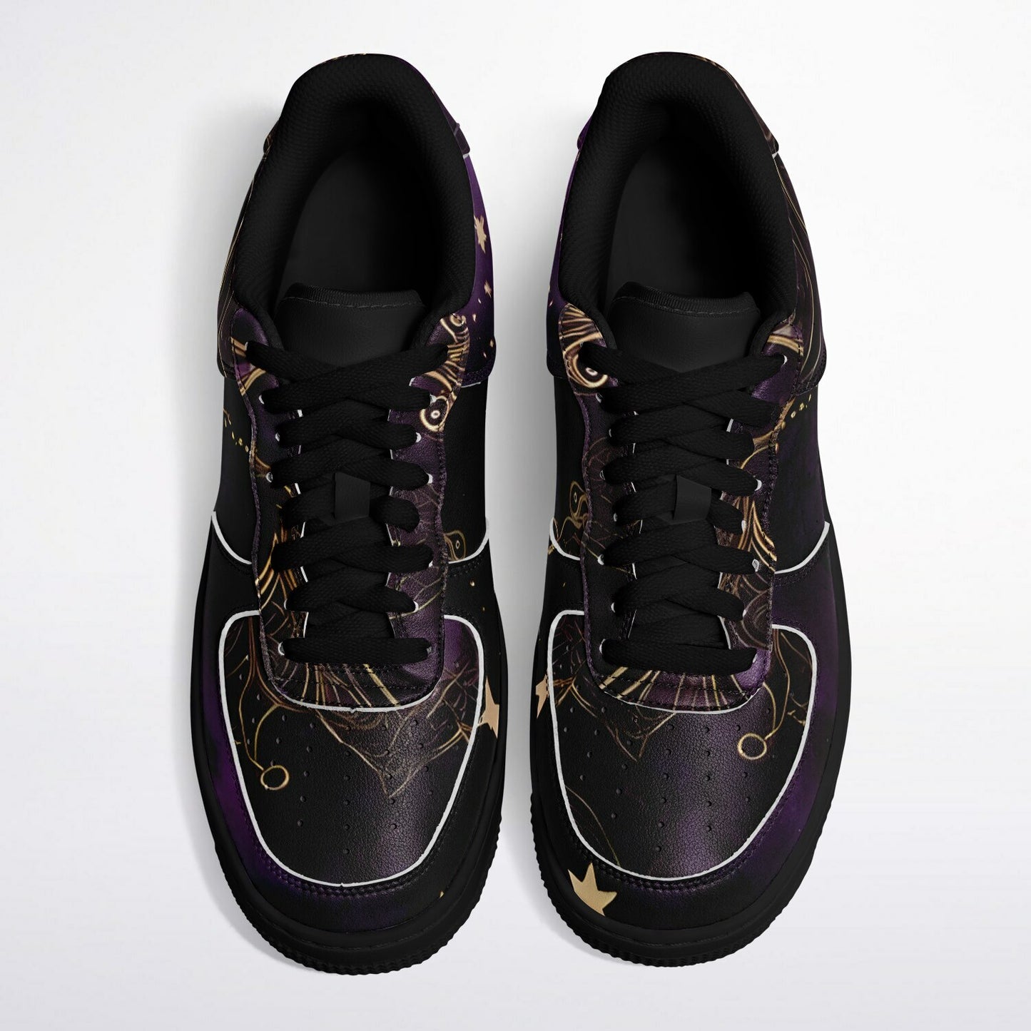 Celestial Purple Boho Rave Shoes - Durable Festival Trainers with Purple and Gold Accents