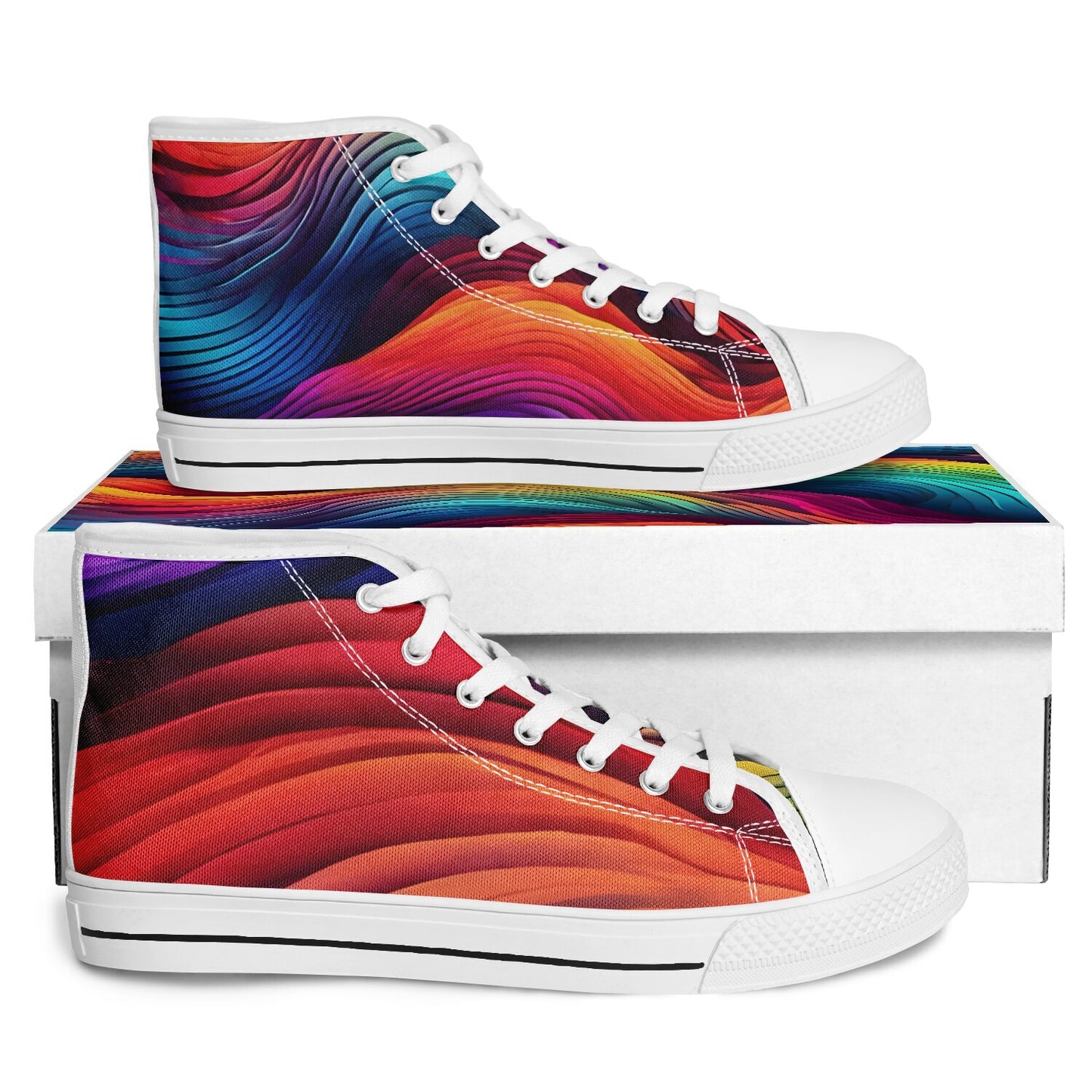 Neon Rainbow High Tops - Rave Shoes with A Bold Style and All-Day Comfort