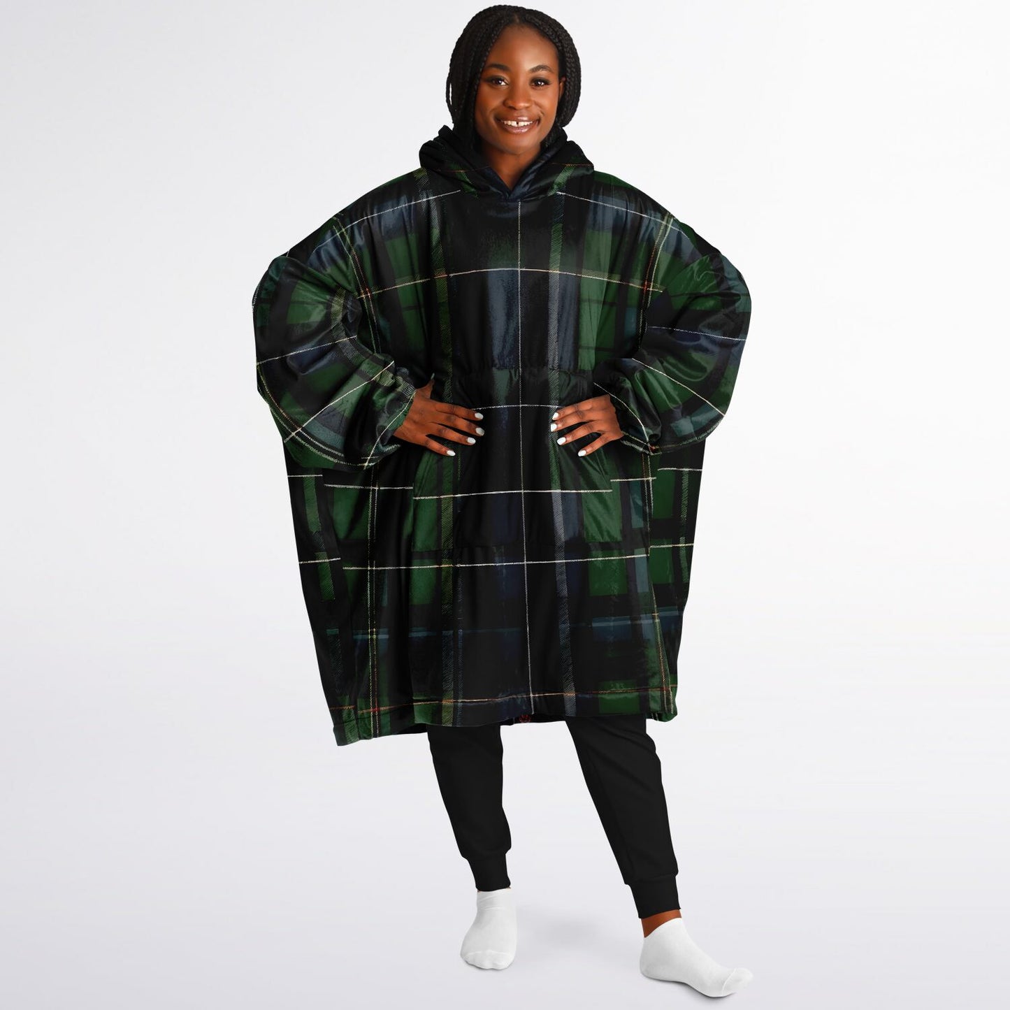 Green Tartan Snug Hoodie - Fleece Hoodie - Essential Hoodie