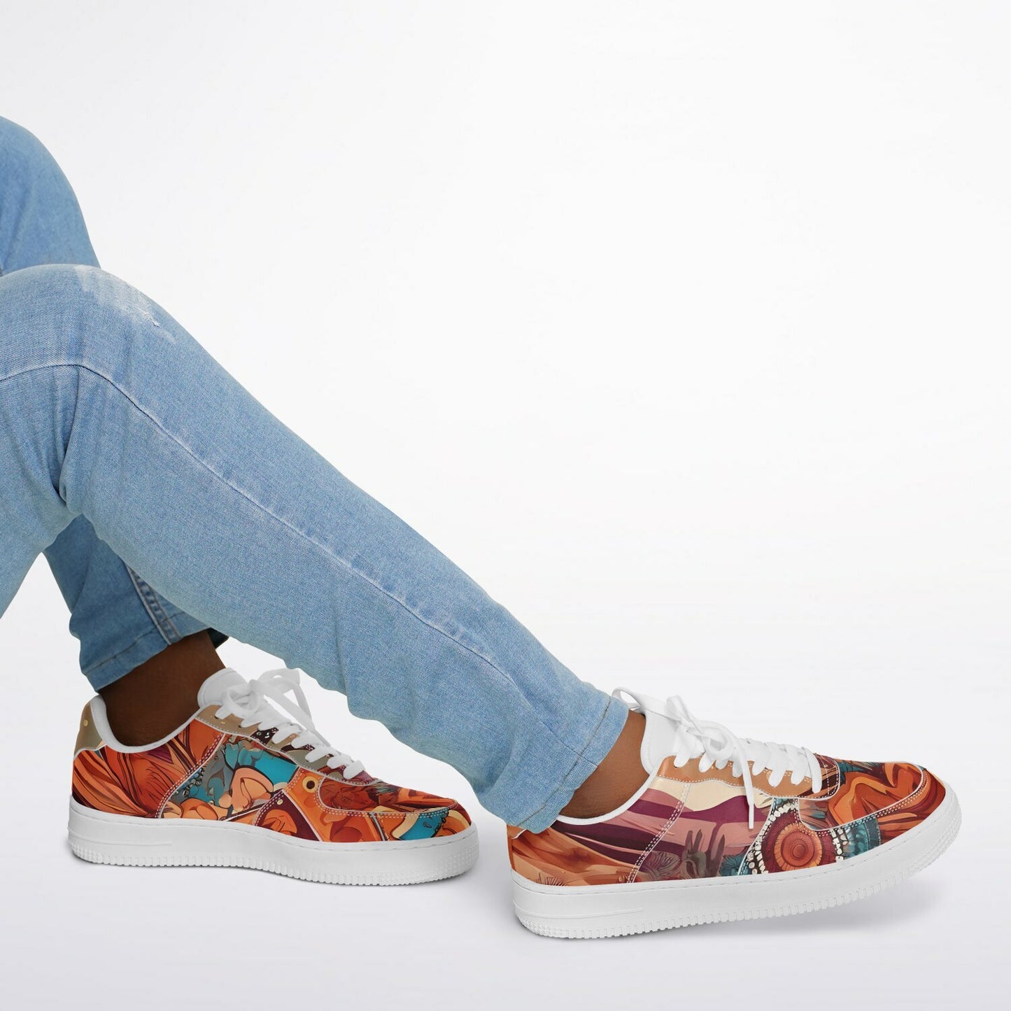 Boho Sunflower Festival Trainers - Rave Shoes with Bright Abstract Pattern