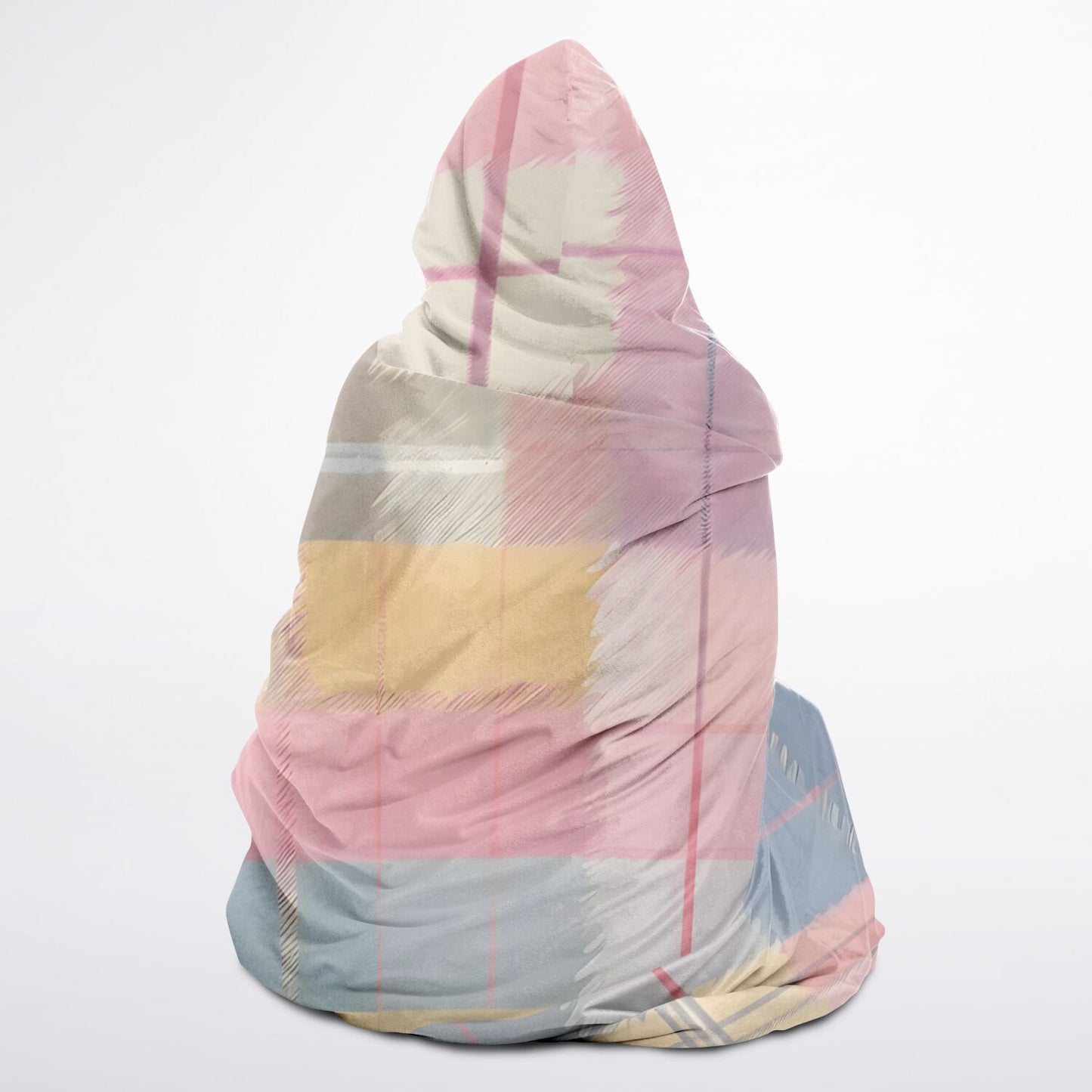 Pastel Tartan Hooded Blanket - Festival Blanket - Fleece Blanket