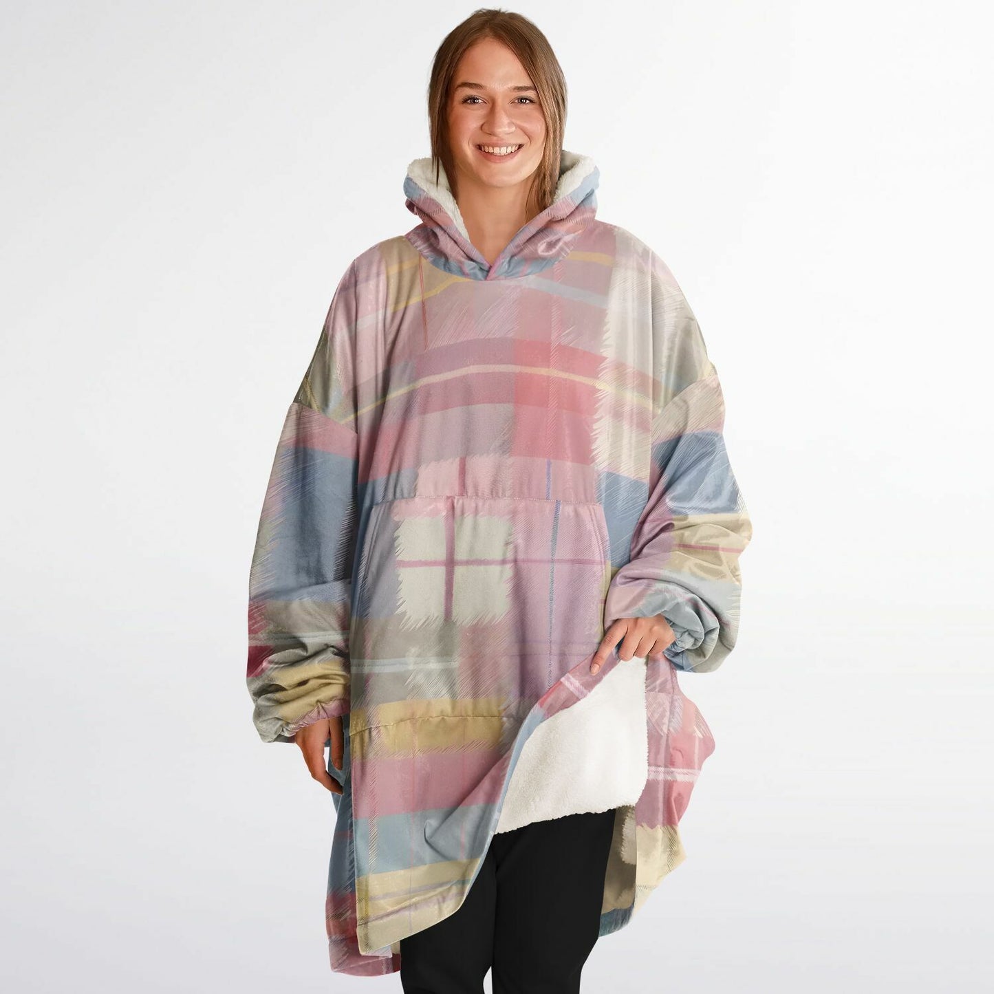 Pastel Tartan Snug Hoodie - Fleece Hoodie - Essential Hoodie