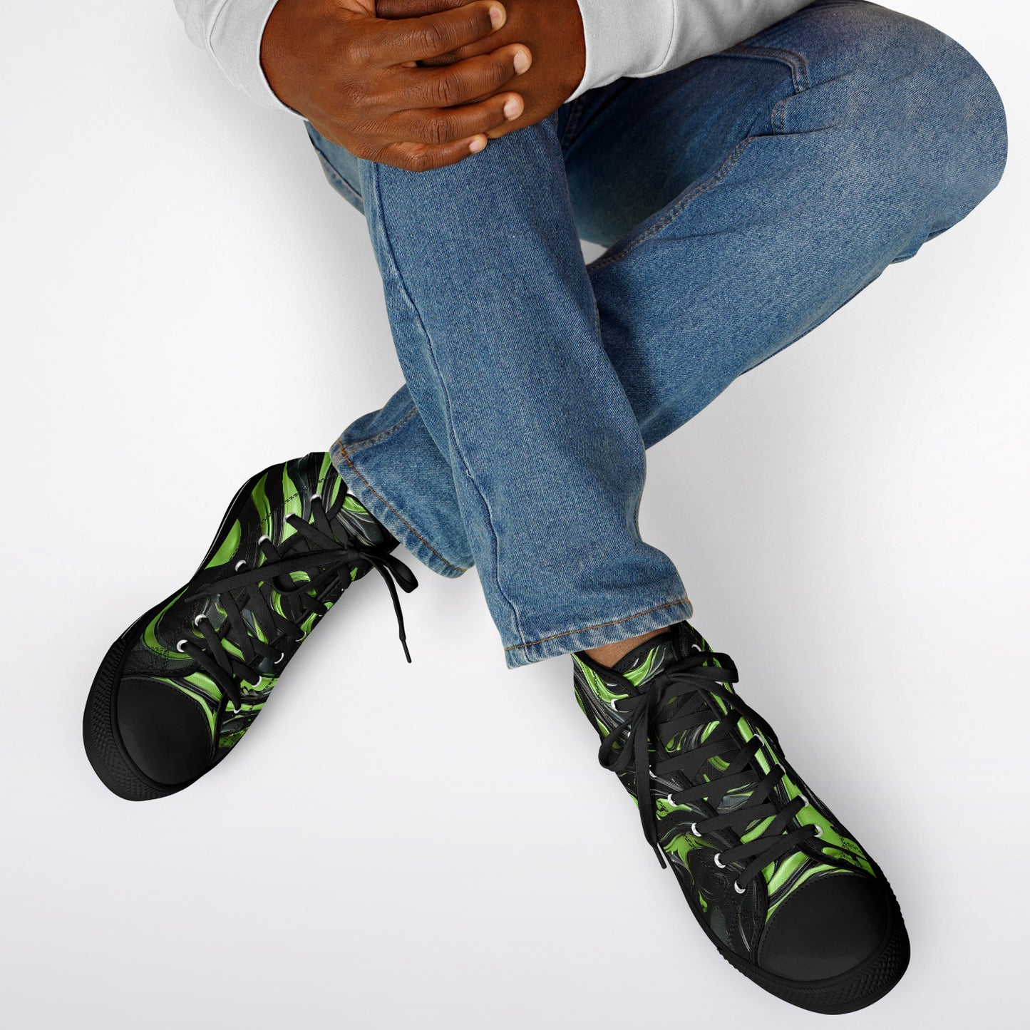 Green Swirls High Tops - Rave Shoes with A Bold Style and All-Day Comfort