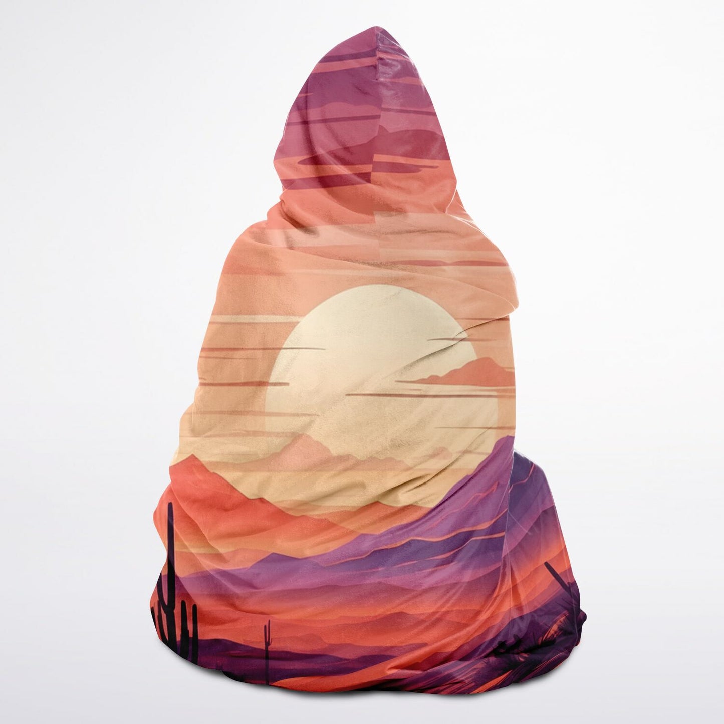 Festival Desert Hooded Blanket - Sherpa Fleece with Dusk Rave Vibes