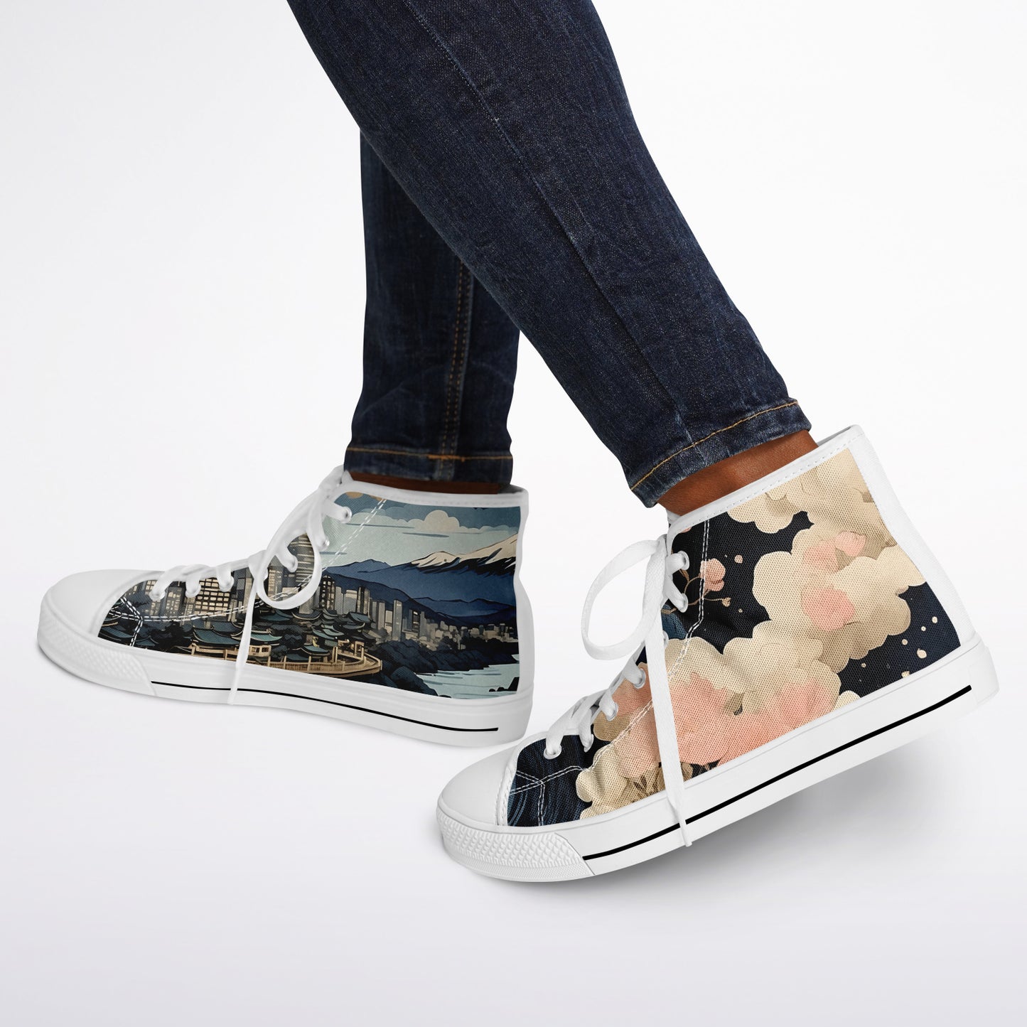 Kyoto Fantasy High Tops - Fashion Sneakers with Japanese Anime Art Rave Shoes