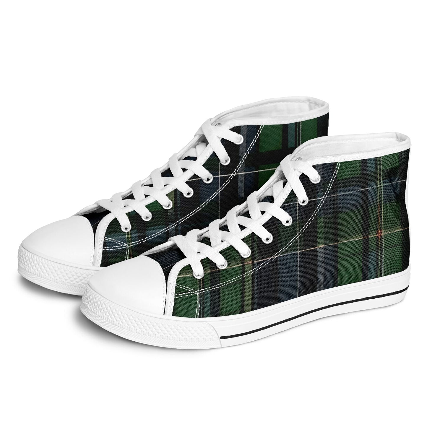 Green Tartan High Tops - Festival Sneakers