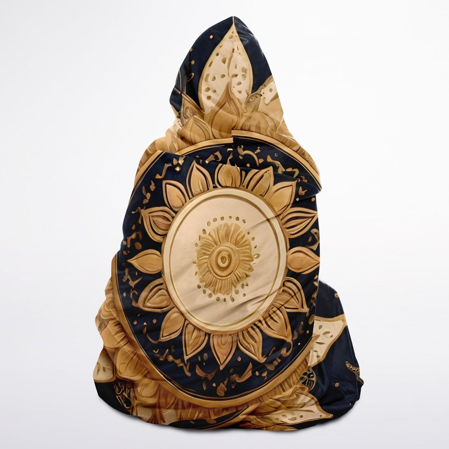 Celestial Blue Boho Hooded Blanket Micro Fleece
