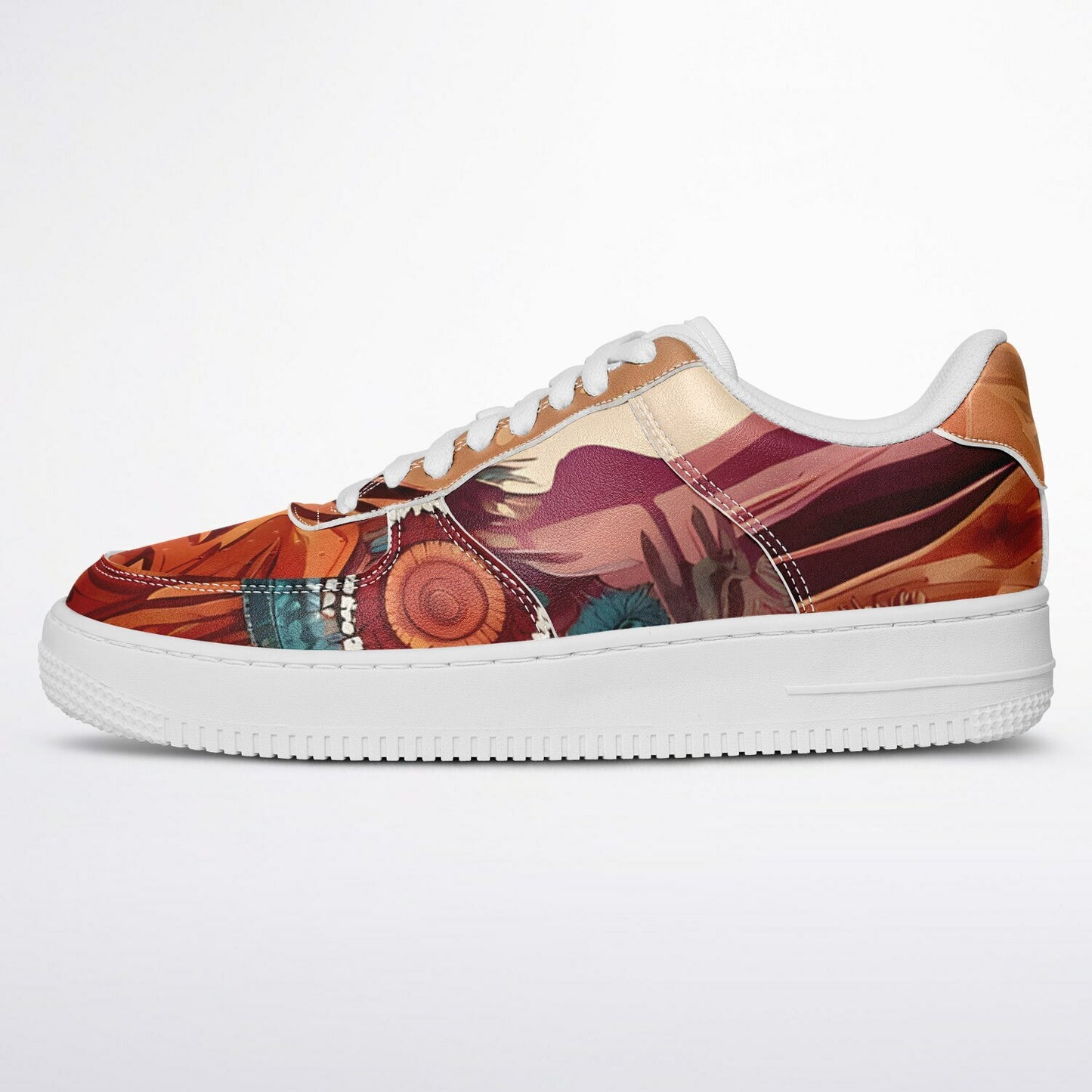 Boho Sunflower Festival Trainers - Rave Shoes with Bright Abstract Pattern