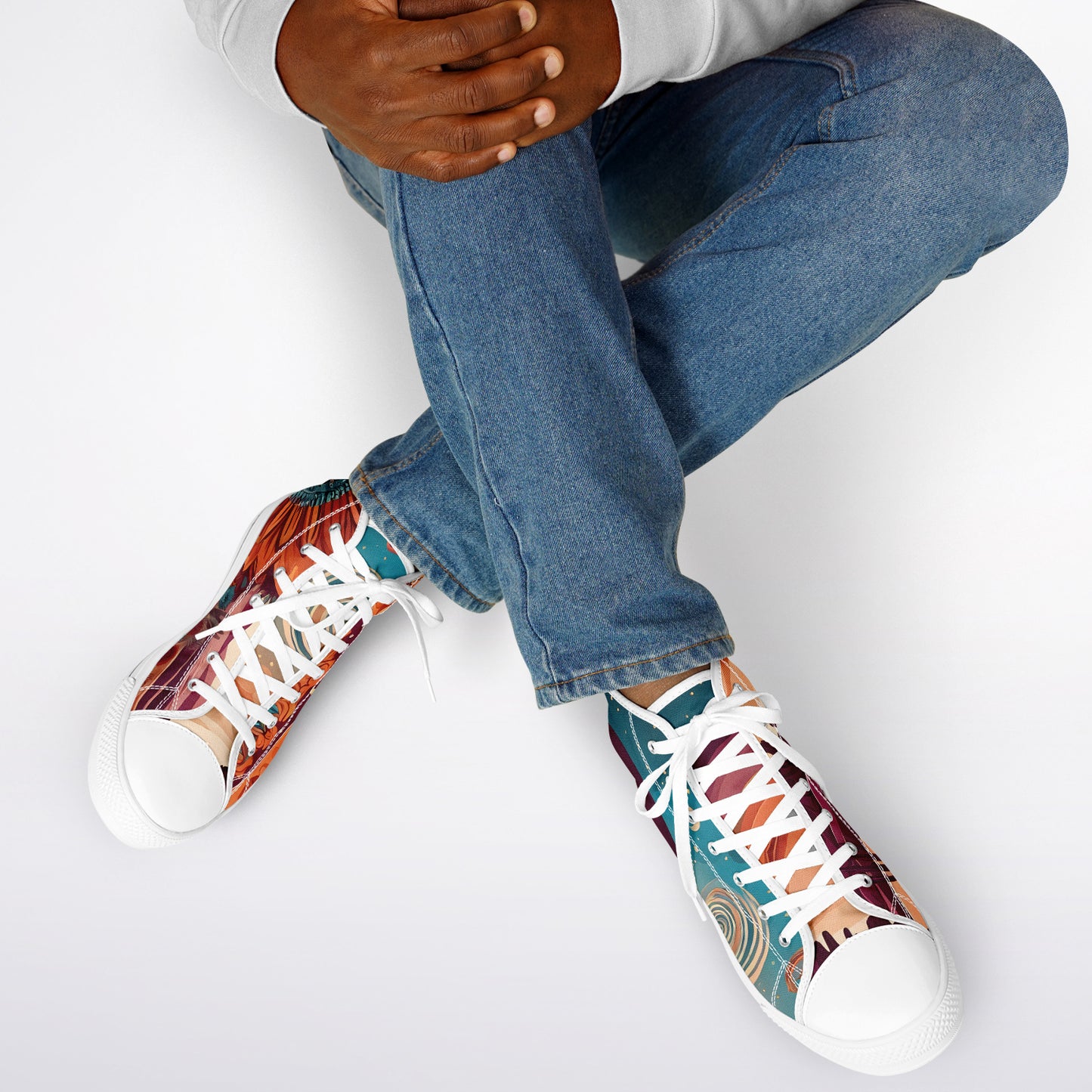 Boho Desert High Tops - Rave Shoes with Festival Desert Print and Bright Colours