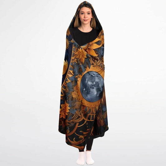 Boho Hooded Blanket - Festival Style Sherpa Fleece with Boho Woman Artwork