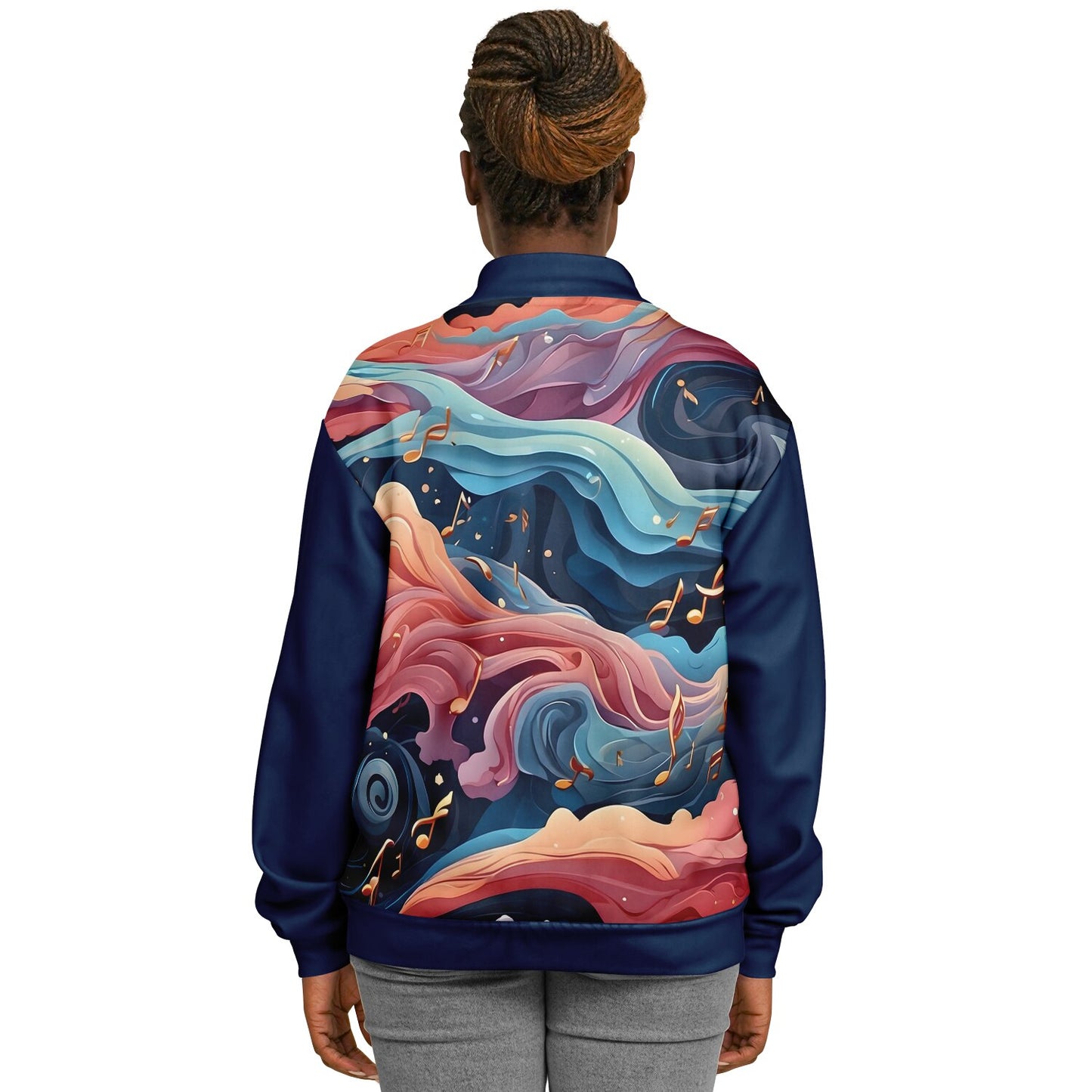 Musical Rainbow Baseball Jacket - Custom Bomber Jacket with Artistic Print