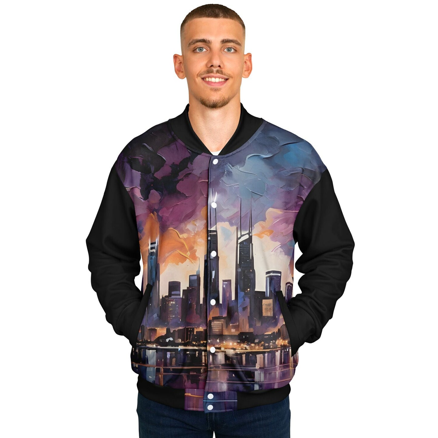Artistic Bomber Jacket - Rave Wear with Nightlife Design