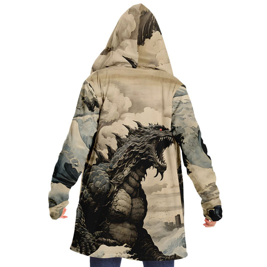 Godzilla Hooded Cloak - Sherpa Fleece with Fantasy Monster design