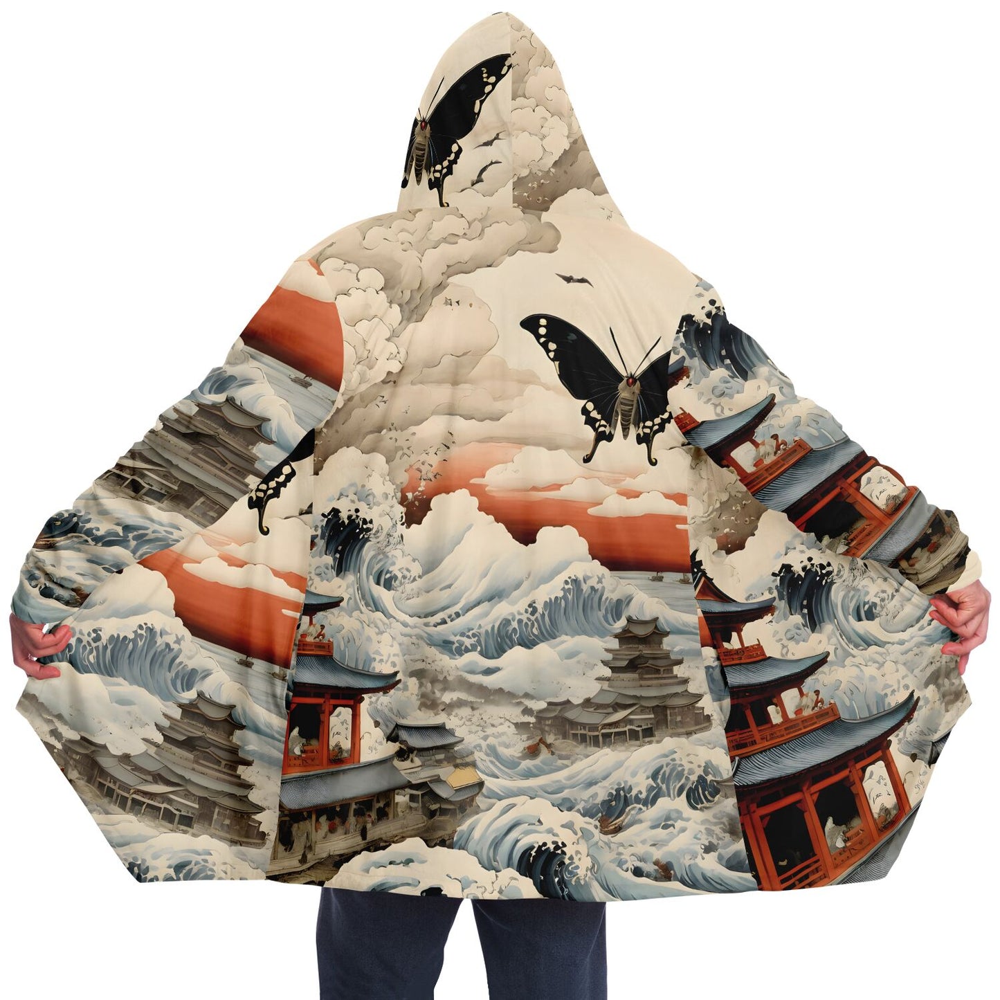 Mothra Hooded Cloak - Sherpa Fleece Fantasy Art with Anime Aesthetic