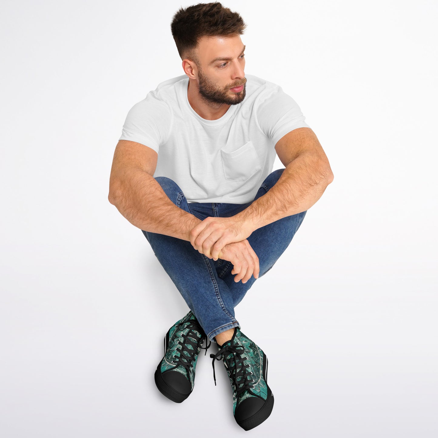 Green Mandala High Tops - Rave Shoes with A Bold Style and All-Day Comfort