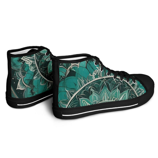 Green Mandala High Tops - Rave Shoes with A Bold Style and All-Day Comfort