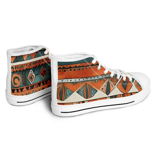 Bohemian High Tops - Abstract Unisex Festival Trainers with Bright Patterns