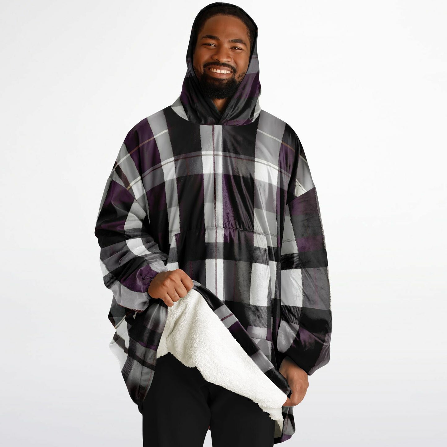 Purple Tartan Snug Hoodie - Fleece Hoodie - Essential Hoodie
