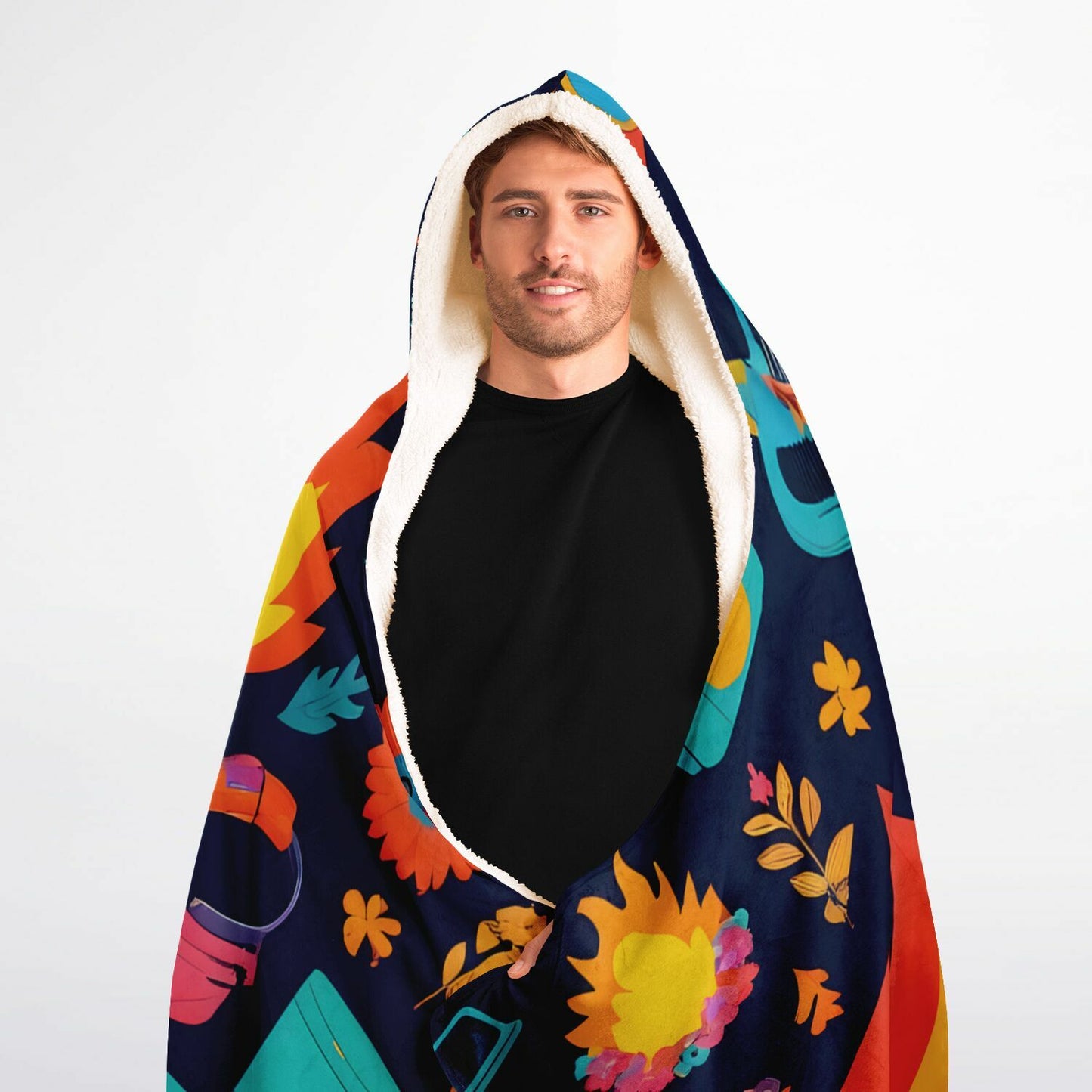 Festival Life Hooded Blanket - Ultra-Soft Hoodie Blanket with Festival Icons Pattern