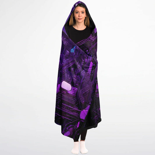 Purple Hardware Hooded Blanket - Ultra-Soft Hoodie Blanket with Computer Pattern